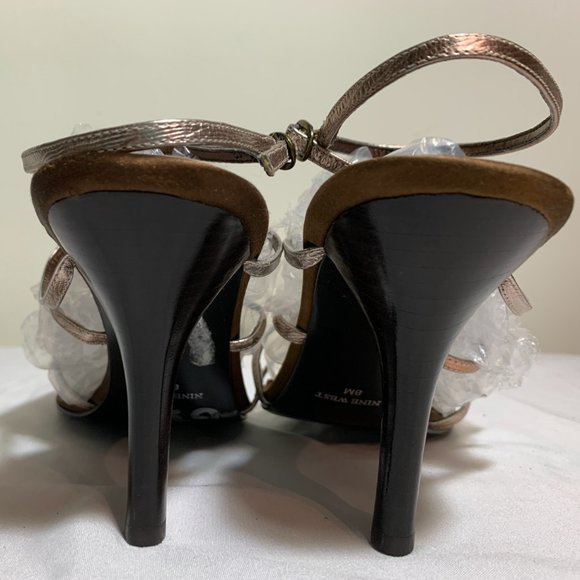 Nine West Sandals Heels With Rhinestones Bronze - Picture 5 of 8